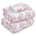 thumbnail image 1 of Ruvanti Draps 100 % Coton - Draps Percale Frais et Croustillants pour Lit Simple, Ensemble de Draps Simple Respirant et Durable, Draps à Poche de 16 Pouces de Profondeur, Floral Rouge et Rose, 3 Pcs, 1 of 7