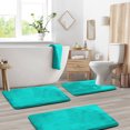 thumbnail image 1 of Set of 3 Clara Clark Bath Mat Bathroom Rug - Absorbent Memory Foam Bath Rugs - Non-Slip, Thick, Cozy Velvet Feel Microfiber Bathrug - Teal - Large 20"x32" - Small 17"x24" - Contour 24"x20", 1 of 6
