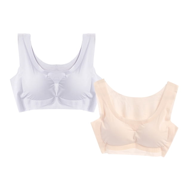 RKSTN Bras for Women Traceless Comfortable No Steel Ring High Elasticity Stretch 2PC Bras Solid Color Super Soft Breathable Gathering Plus Size Everydays Bras