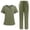 Army Green, variant on 2 Piece Jogger Scrub Set for Women Classic Fashion Nursing Uniforms Short Sleeve Cross Neck Tops and Pants Medical Uniform, Hot Pink, M