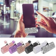 karymi Stylish Rhinestone Inlaid Shiny Resin Portable Charger 5000mAh Mini Lipstick Shape Power Bank with Built in Cable Fast Charging Gift for Women Travel Womens Gifts