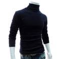 thumbnail image 2 of Autumn Men Solid Color Turtle Neck Long Sleeve Sweater Slim Knitted Pullover Top, 2 of 8