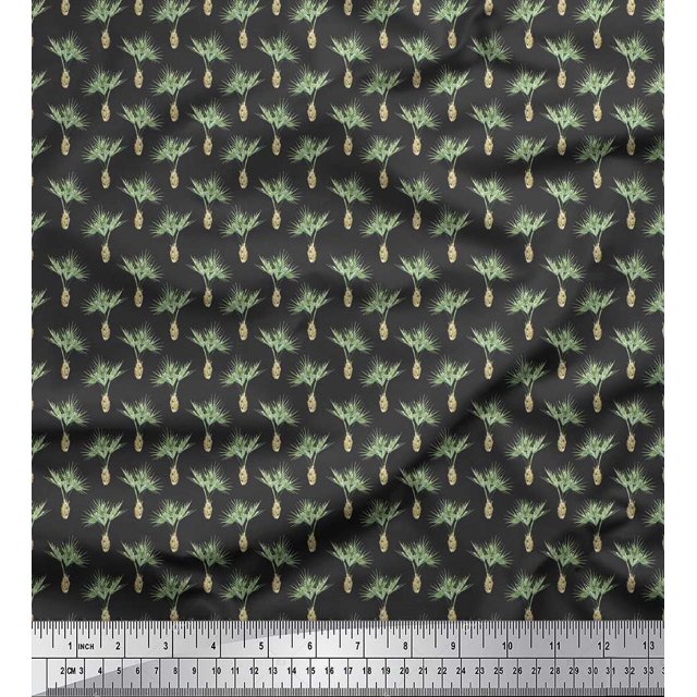 Soimoi Green polyester Crepe Fabric Leaves Leaves Decor Fabric Printed BTY 52 Inch Wide