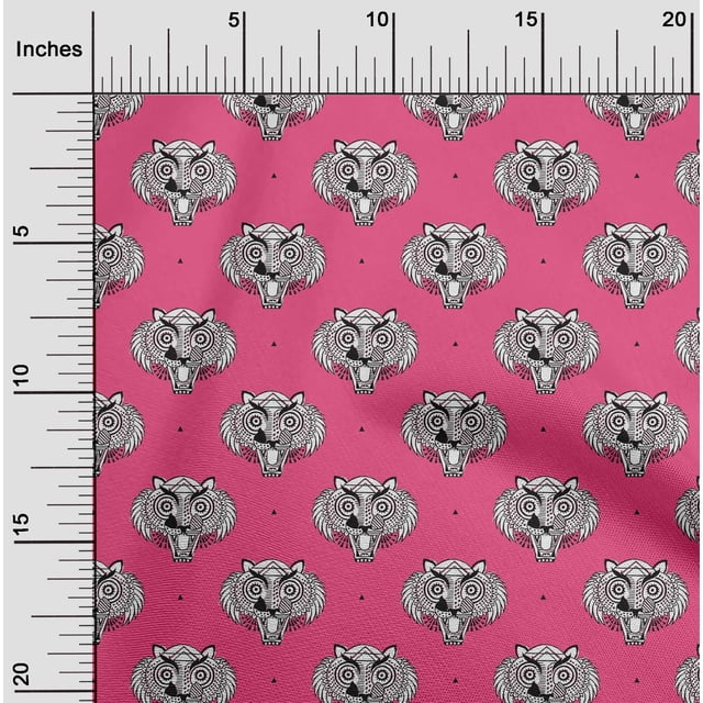 oneOone Tissu en Coton Flex Imprimé Visage d'Animal 1 Yard 40 Pouces de Large