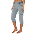 thumbnail image 1 of Cameland Pantalon Cargo de Randonnée pour Femmes en Coton, Taille Élastique, Pantacourt d'Extérieur à Bas Resserré, Pantalon de Sport avec Poches, 1 of 4