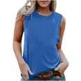 thumbnail image 2 of Débardeurs pour Femmes Zeophrasy Chemise Sans Manches pour Femmes Couleur Unie Col Rond Chemise Décontractée Débardeurs Blouse Sans Manches Excellent Cadeau à Petit Prix Bleu G, 2 of 6