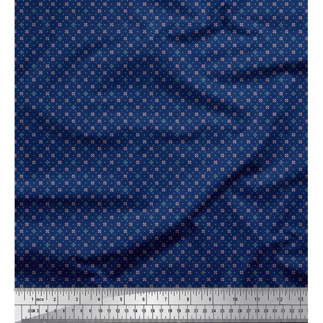 Soimoi Rayon Fabric Dot & Heart Small Print Fabric by Yard 56 Inch Wide