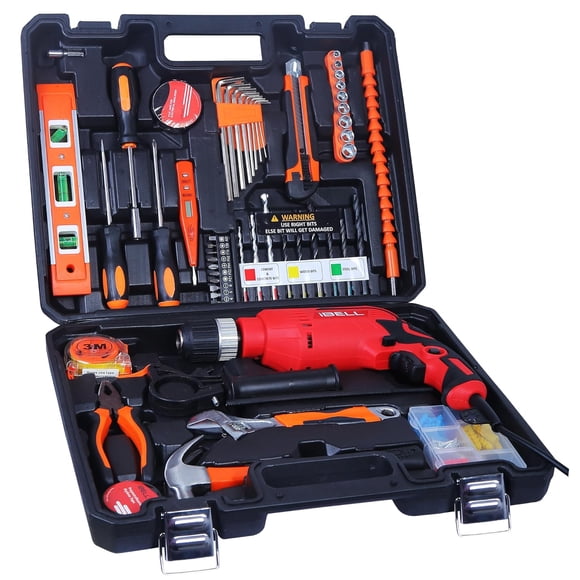 Professional Tool Kit with Impact Drill TD13-100, 650W, Copper Armature, Chuck 13mm Keyless Auto, 115 Home Essential Tools Accessories