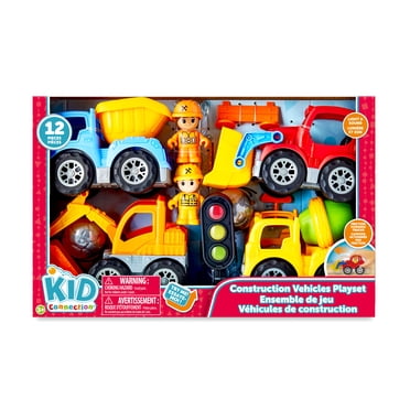 Kid Connection Construction Vehicles Playset, Lights & Sounds, 12 Pieces