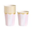 thumbnail image 1 of 8PCS Disposable 270mL Paper Cups Pink Stripes Tableware Set Ecological Degradable Dinnerware for Birthday Barbecues Camping Picnics Party, 1 of 8