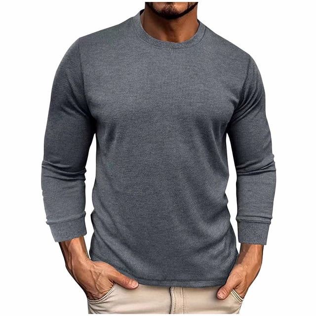 AherBiu Chandails à Manches Longues pour Hommes Col Ras du Cou Coupe Décontractée Hauts Automne Hiver Décontractés Amples Légers Chandail
