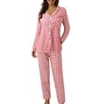 thumbnail image 1 of 2025 Ensembles de Pyjama pour Femmes Femmes Décontracté Col à Revers Pyjamas à Boutons pour Femmes Grande Taille Imprimé à Carreaux Deux Pièces Pyjamas pour Femmes Petites Ensemble Pyjamas à Manches Longues Mignon, 1 of 7