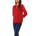 thumbnail image 1 of INSPIRE CHIC Women's Dressy Shirt Work Office Top Keyhole Pleated Front Ruched 3/4 Sleeve Chiffon Blouse XS Red, 1 of 6