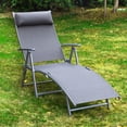 thumbnail image 2 of Outsunny Chaise Longue Extérieure Inclinable Pliante et Réglable Robuste - Ensemble de 1, Gris, 2 of 10