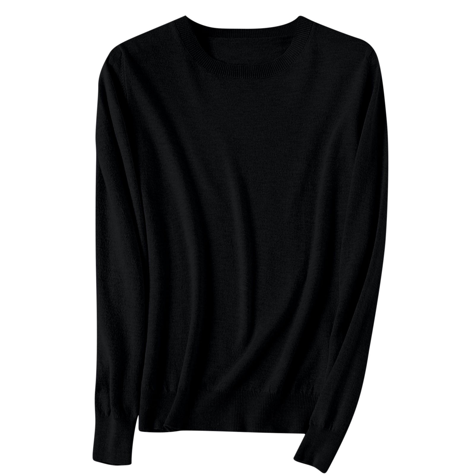 Timegard Chandails pour Femmes Col Ras du Cou Chandail en Tricot Confortable Automne Hiver Décontracté Couleur Unie Manches Longues