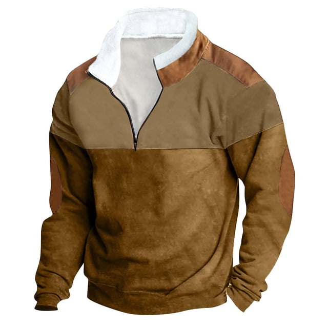 Rbaofujie Chandail à Col Rond pour Hommes Mode Hommes Hiver Fermeture Éclair Hauts Décontractés Manches Longues Chandail à Col en V Chandails de Course pour Hommes