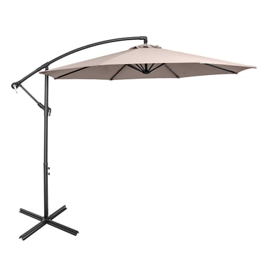 Costway Parasol Déporté de Patio 10 Pi avec 8 Baleines, Base en Croix, Inclinable, Brun