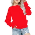 thumbnail image 1 of RXIRUCGD Chandail en Molleton Décontracté pour Petites et Grandes Filles, Couleur Unie, Col Rond, Manches Longues, Tunique Ajustée, Pulls Mode Automne, Chandail en Molleton Rouge pour Filles Taille 1-2 Ans, 1 of 7