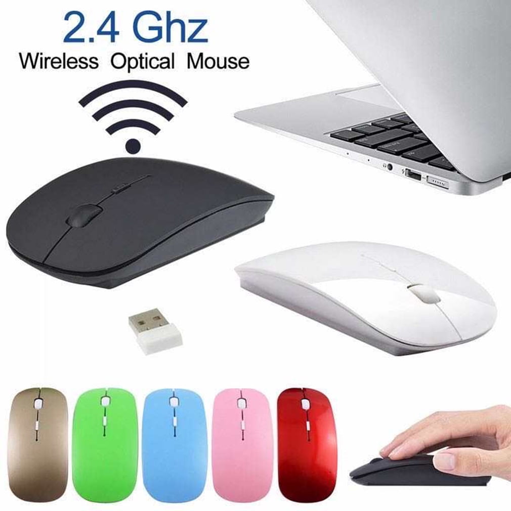 Ultra Slim USB Wireless Optical Mouse 2.4 GHz Receiver - Silver