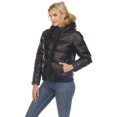 thumbnail image 2 of White Mark Women's Removable Fur Faux Leather Puffer Jacket, 2 of 7