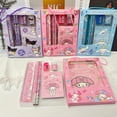 thumbnail image 1 of Kuromi & Cinnamoroll Stationery Gift Set - Cartoon Themed Notebook, Ruler, Pencils, Sharpener, and Eraser Kit for Students - School Supplies and Awards (Set of 2), 1 of 5