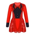 thumbnail image 1 of Yartina Costume de Maître de Cirque pour Filles Enfants Sequins Brillants Nœud Papillon Robe de Danse Jazz Moderne Rouge 14, 1 of 7