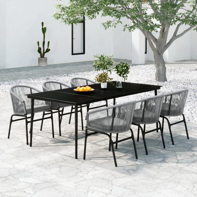vidaXL Ensemble de Salle à Manger de Jardin 7 Pcs Gris