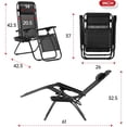 thumbnail image 4 of FDW Chaise Longue Réglable Chaise Zéro Gravité Chaise de Plage Pliante Chaise de Patio en Textilène pour Pelouse avec Oreiller Amovible et Porte-Gobelet pour Bord de Piscine Cour Pelouse Plage Lot de 2 (Noir), 4 of 8