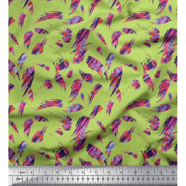Soimoi Velvet Fabric Brush Stroke Abstract Print Fabric by Yard 58 Inch Wide