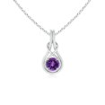 thumbnail image 1 of Angara Collier en Améthyste Naturelle - Pendentif Solitaire en Améthyste Ronde Nœud Infini en Platine pour Femmes, 1 of 8