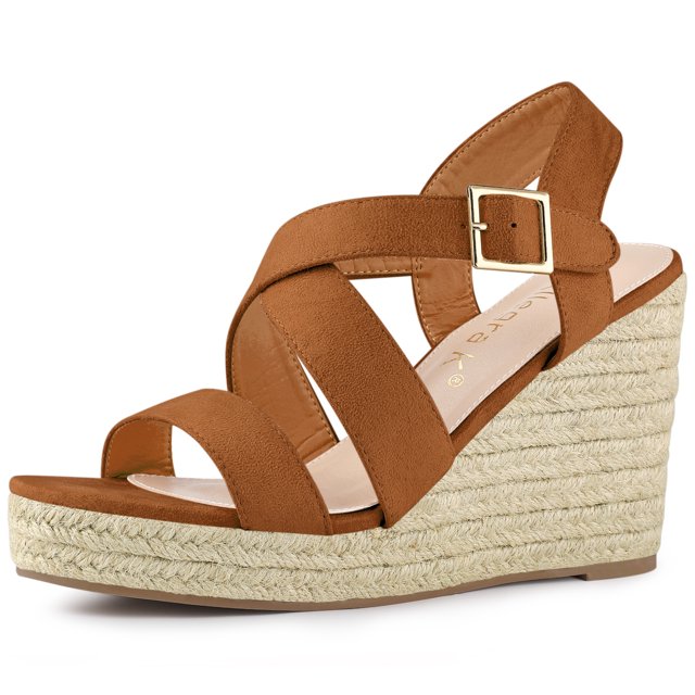 BLISSFUL STEP Women's Strap Espadrilles Platform Slingback Wedges Sandals