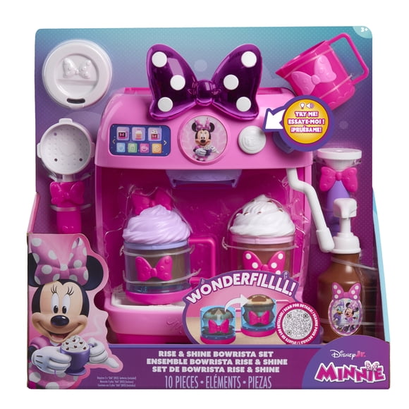Disney Jr. Minnie Mouse Rise & Shine Bowrista Set, 25 cm Play Espresso Machine, Ages 3 and Up