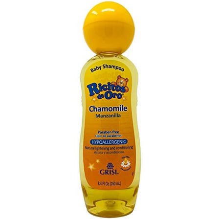 Shampooing Ricitos de Oro à la Camomille Shampooing pour Bébé avec Hochet Rétractable, Produit Sans Parabène pour Cheveux Délicats du Bébé; 8.4 Fl Ounces