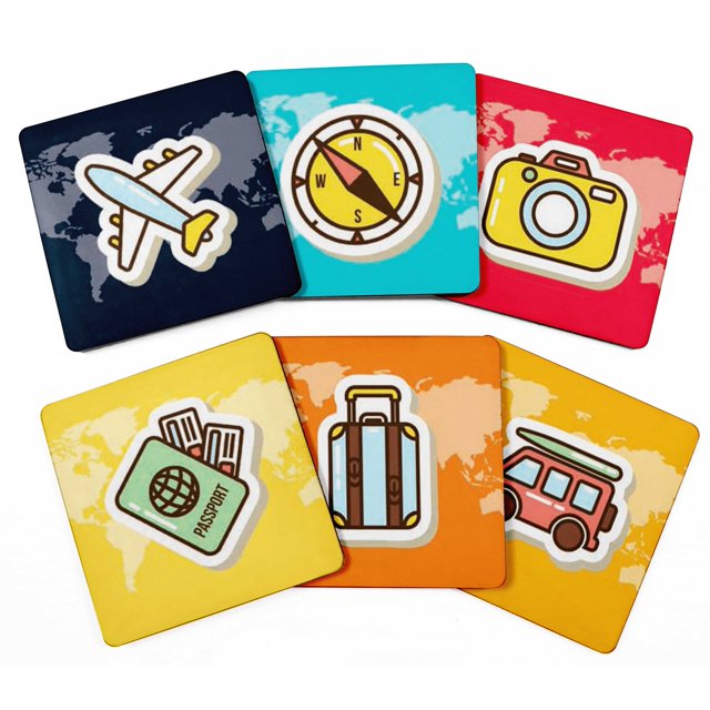 Inkdotpot Ensemble de 6 sous-Verres à Boisson Faciles à Nettoyer Base en Liège Carrée de 4 Pouces - Réutilisable - Voyage