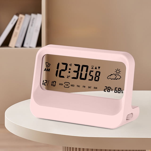 Horloge Numérique Transparente Affichage Température et Humidité Minuterie Réveil Électronique Multifonctionnel