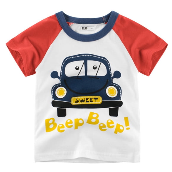 AJIWYH Golf Polos for Boy,Toddler Kids Baby Boys Cartoon Cars Short Sleeve Crewneck T Shirts Tops Tee Clothes for 1-7 Years (Red,4-5 Years)