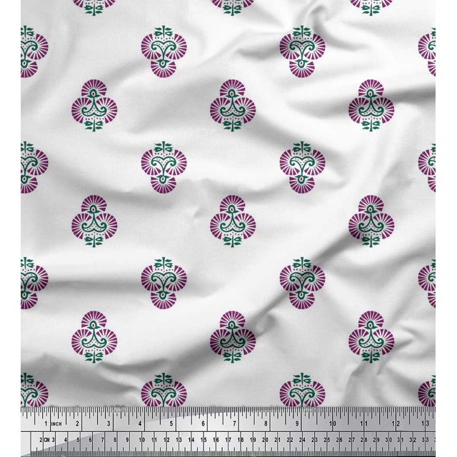 Soimoi Poly Georgette Fabric Floral Block Print Fabric by Yard 42 Inch Wide