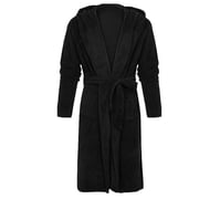 SHTXOZHI Men's Flannel Robe Warm Fleece HoodedSpa Bathrobe Winter Soft Robes with Pockets
