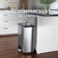 thumbnail image 2 of Simplehuman 46 liter / 12 gallon dual compartment rectangular step can, brushed stainless steel, 2 of 6