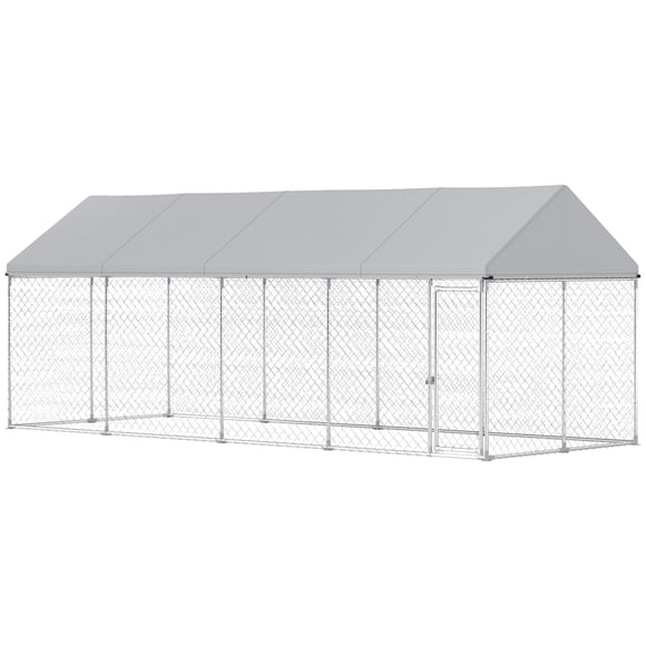PawHut 19.7' x 7.5' x 7.9' Outdoor Dog Kennel with Roof, Secure Latch