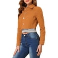 thumbnail image 4 of INSPIRE CHIC Veste en Denim Courte Délavée pour Femme à Col Rabattu, Effilochée, Boutonnée, Printemps Été, Brun m, 4 of 6