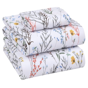 Ruvanti Draps 100 % Coton - Draps Percale Frais et Croustillants pour Lit Simple TG, Ensemble de Draps Simple TG Respirant et Durable, Draps à Poche de 16 Pouces de Profondeur, Aroma, 3 Pcs