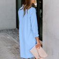 thumbnail image 4 of Kcodviy Robe Décontractée Unie pour Femmes Robes d'Été pour Adolescentes à Manches Longues Col Roulé avec Poche Longue Robe d'Été pour Femmes Chemise-Robe Ourlet Fendu Robes pour Femmes Été Décontracté Robe Ample, 4 of 6