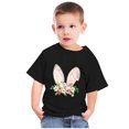 thumbnail image 2 of Penkiiy T-Shirts de Pâques pour Enfants Garçons Filles Mode Oreilles de Lapin de Pâques Imprimé Col Rond Manches Courtes 3 Ans Noir, 2 of 4