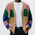 thumbnail image 1 of RKSTN Chandail pour Homme Automne Mode Homme Hiver Manches Longues Fermeture à Boutons Design à Contraste de Couleurs Cardigan Chandail Décontracté Ample Chandails, 1 of 1