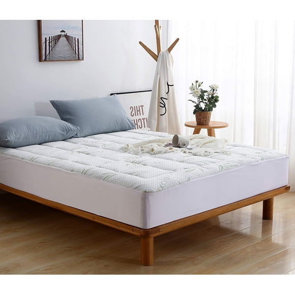 Mattress Pad, Ultra Soft and Plush Topper, Breathable Cool Flow Technology, Fits Mattresses up to 16" by Mocassi Twin XL, Green