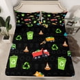 thumbnail image 2 of YST Queen Size Garbage Truck Bed Sheets Set For Boys Girls Kids Cartoon Car Vehicles Sheet Set Trash Can Waste Management Vehicle Sheets Refuse Classification Flat Fitted Sheet 4 Piece, 2 of 5