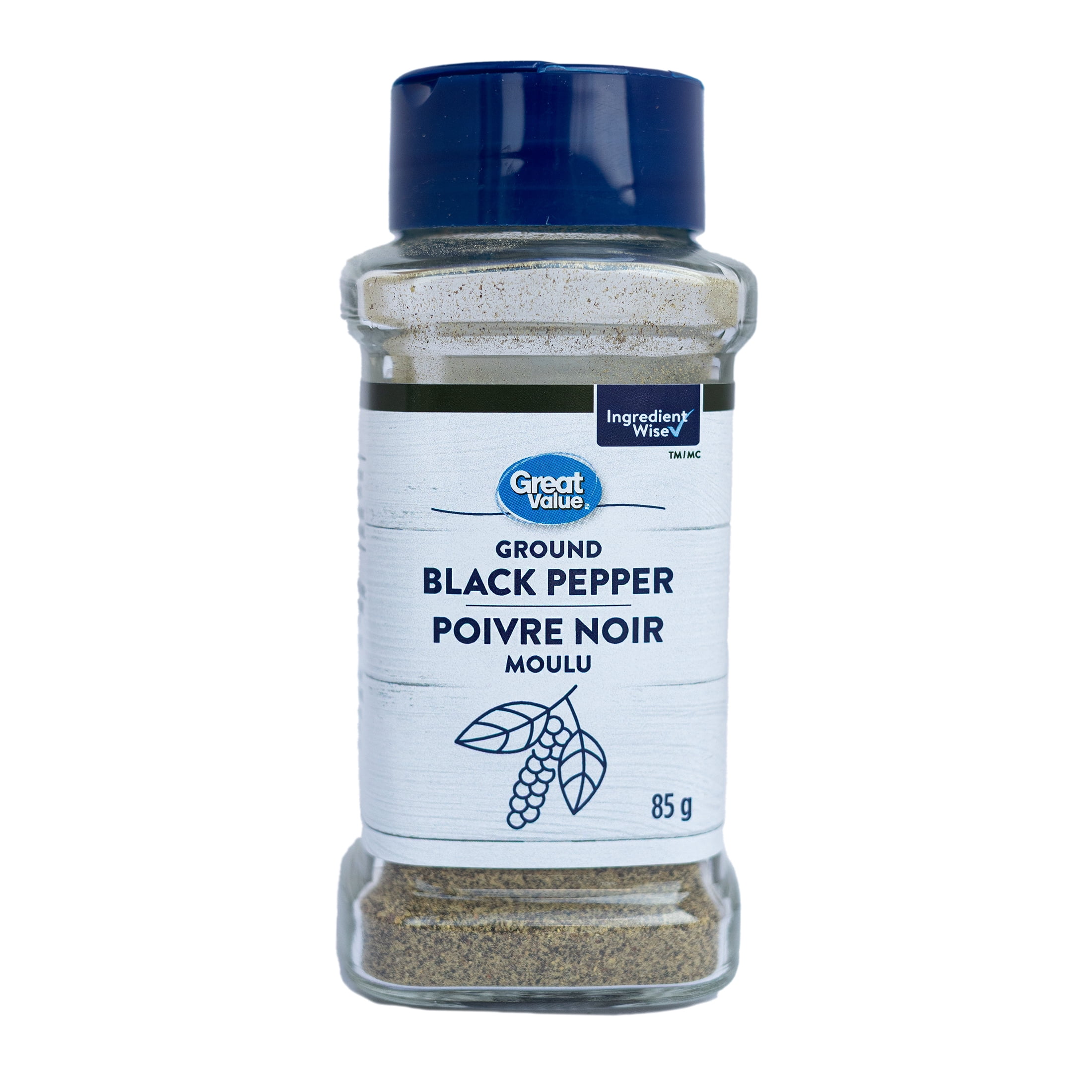 Great Value Poivre noir moulu, 85g