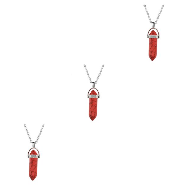 QualitChoice Hexagon Column Charm Exquisite Women Men Making Findings Handmade Anniversary Hanging Pendants Colorful Crystal Red Pattern Color 3Set