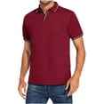 thumbnail image 2 of DPTALR T-Shirt Décontracté pour Homme, Coupe Ajustée, Col Rabattu, Couleur Unie, Manches Courtes, Haut, Blouse, 2 of 6